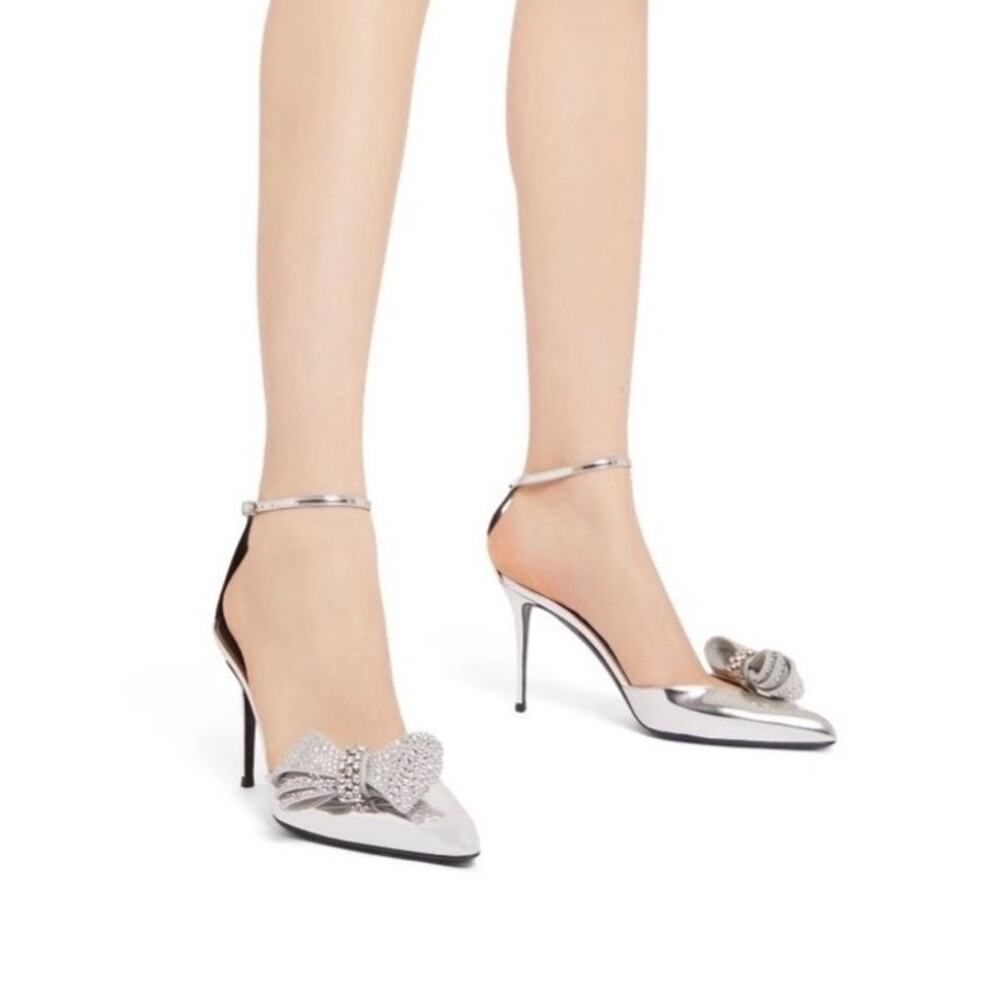 Giuseppe Zanotti Crystal Bow Ankle Strap Heels Womens Size EU 41